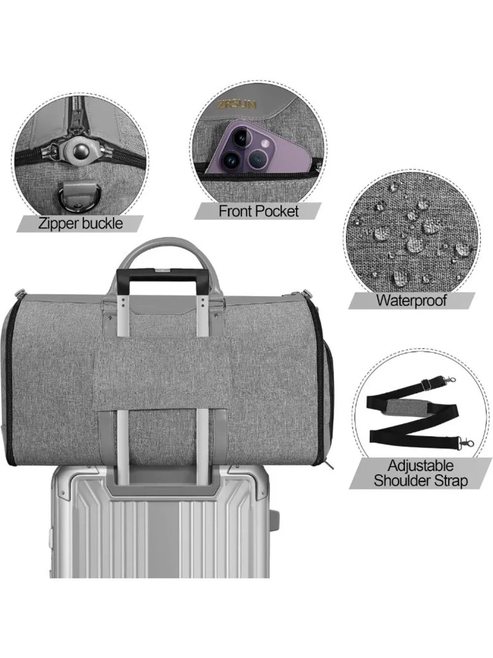 Travel Garment Bag & Duffel, Waterproof Suit Carrier with Shoe Compartment